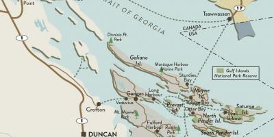 Kort over vancouver island og gulf islands