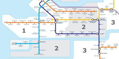 Vancouver bc den offentlige transit kort