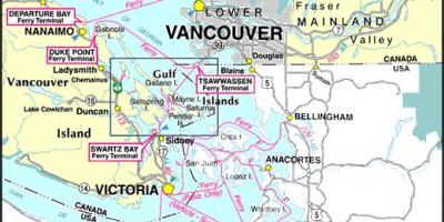 Vancouver island færge ruter kort