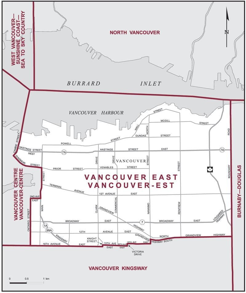 Kort over øst vancouver 