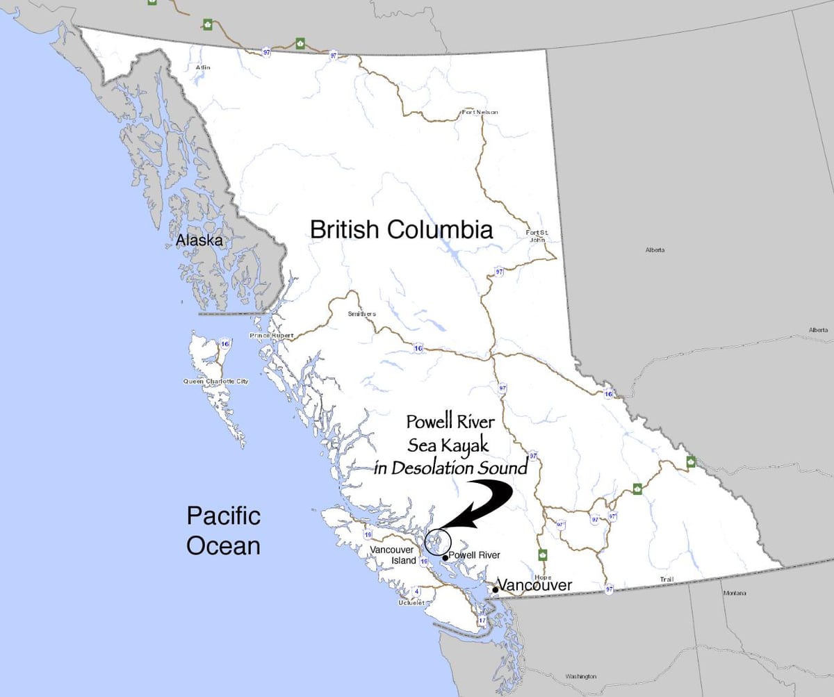 Kort over british columbia på