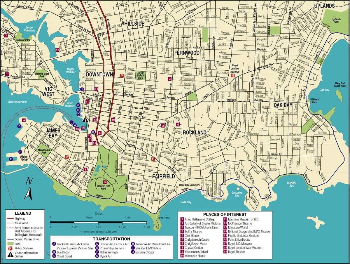 kort over vancouver canada og det omkringliggende område