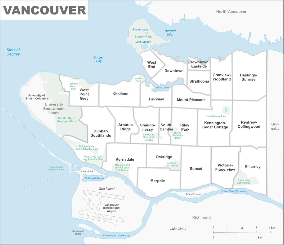kort over vancouver og område