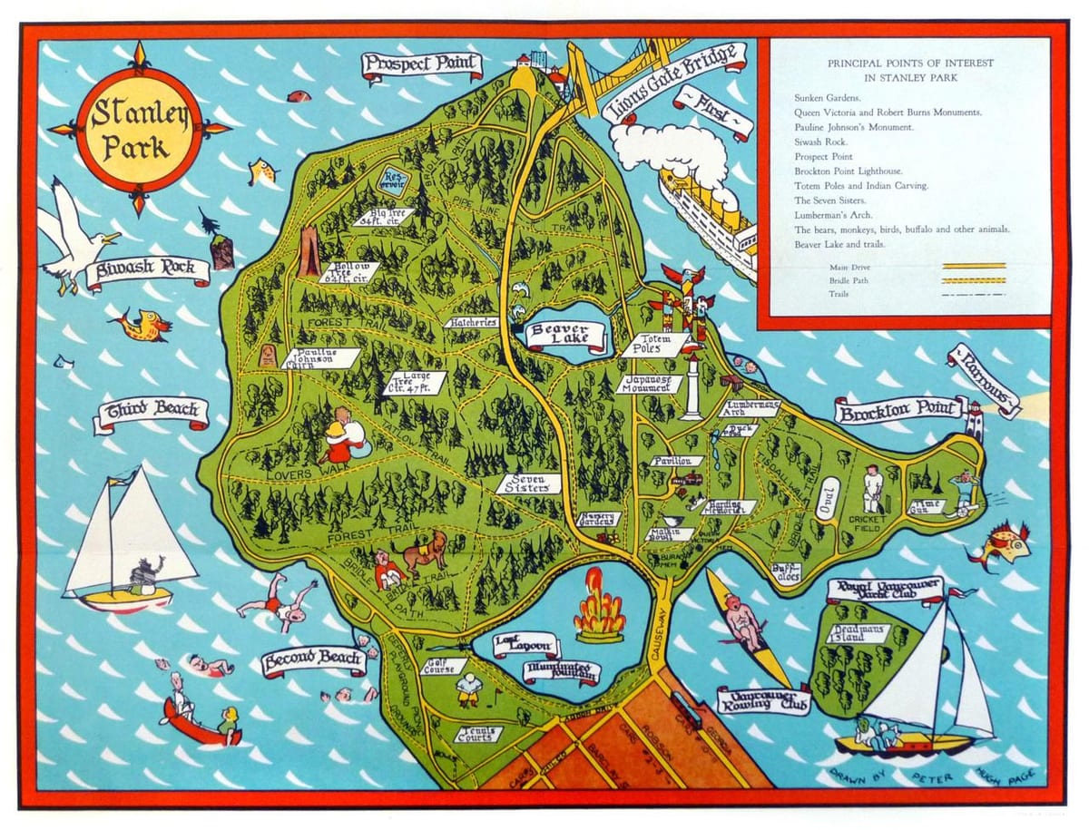 Kort af stanley park totempæl