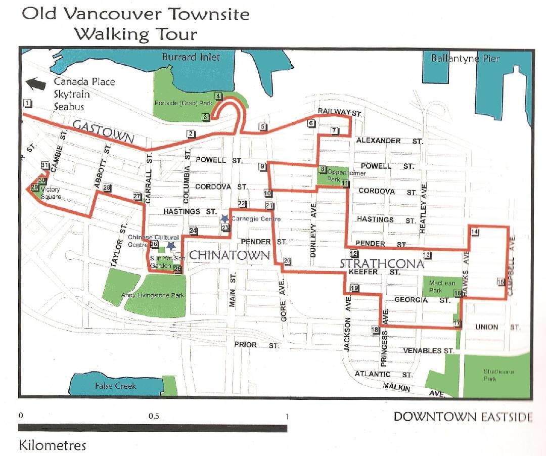 vancouver walking tour kort