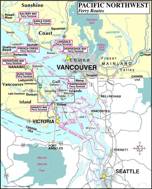 vancouver island færge ruter kort