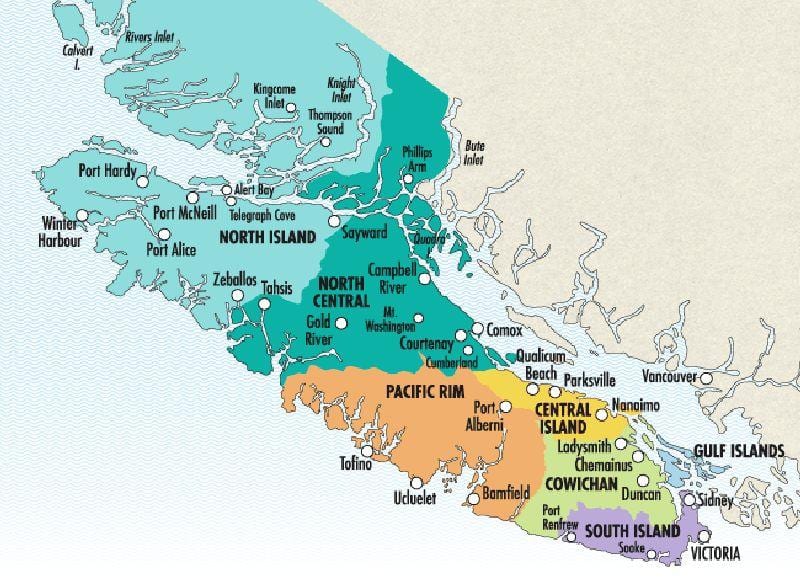 Kort over vancouver island vingårde