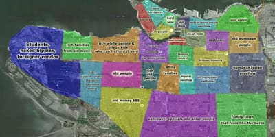 Kort om vancouver og de omkringliggende områder