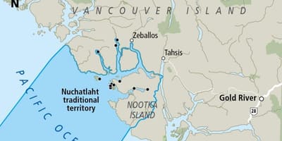 Kort over vancouver island første nationer