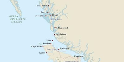 Kort over vancouver island fyrtårne