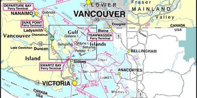Vancouver island færge ruter kort