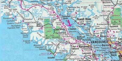 Kort over vancouver island søer